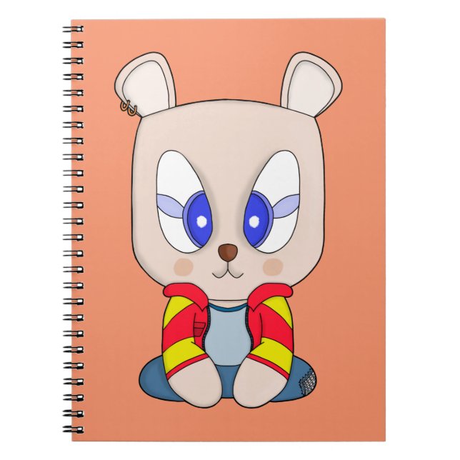 Carnet Un ours mignon et élégant avec un perçage d'oreill (Devant)
