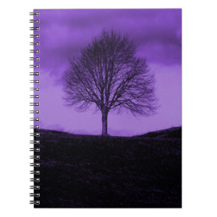 Carnet Un paysage pourpre de nature de silhouette