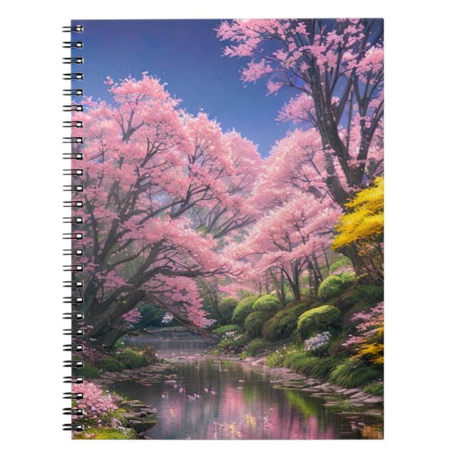 Carnet Un ruisseau paisible traverse une forêt luxuriante (Devant)