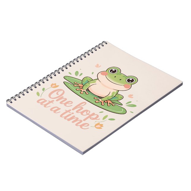 Carnet Un saut à la fois | Grenouille sur feuille de nénu (Côté gauche)