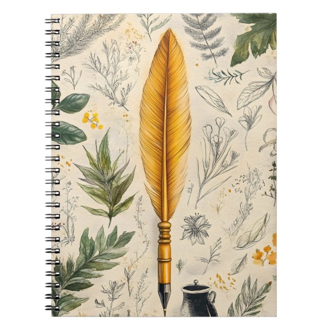 Carnet Un stylo plume traditionnel utilisé pour l'écritur (Devant)
