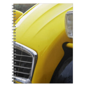 Carnet Un vieux Citroen noir et jaune 2CV 2 CV, détails
