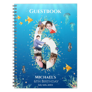Carnet Under the Sea Photo Big 6th Birthday Guest Book