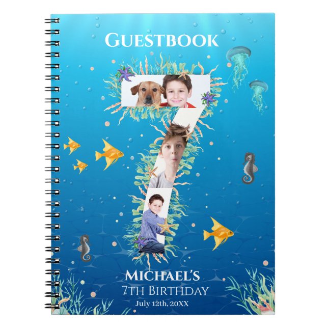 Carnet Under the Sea Photo Big 7th Birthday Guest Book (Devant)