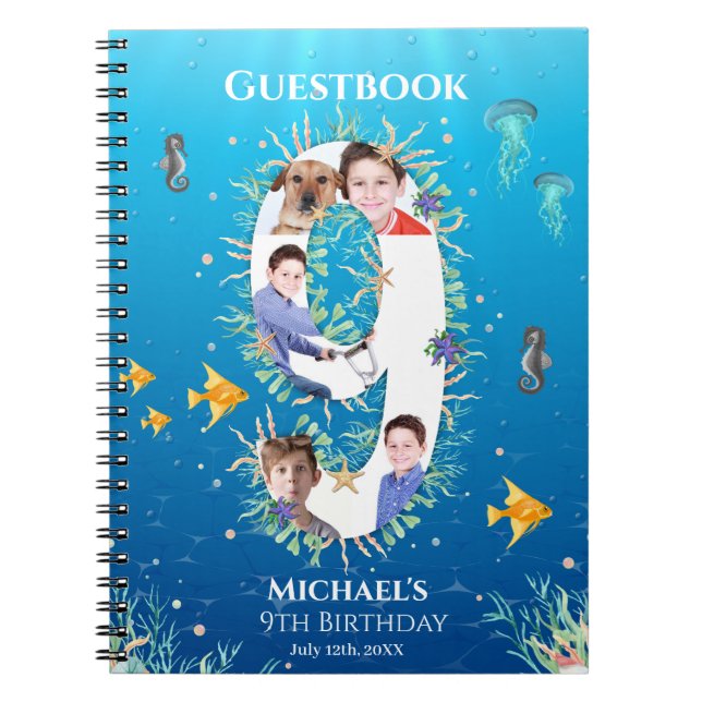 Carnet Under the Sea Photo Big 9th Birthday Guest Book (Devant)