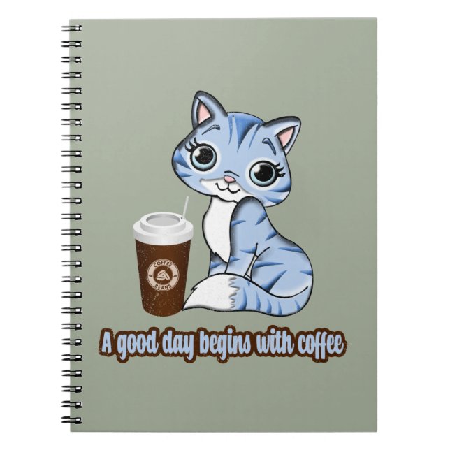 Carnet Une Bonne Journée Commence Avec Du Café | Chats Et (Devant)