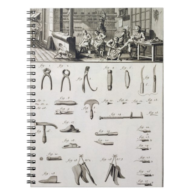Carnet Une chaussure et un bottier et leurs outils, de la (Devant)