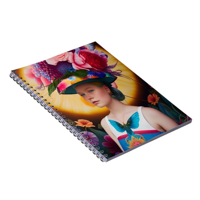 Carnet Une dame avec un casquette solaire à fleurs (Côté Droit)