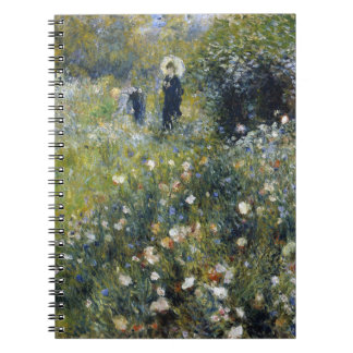 Carnet Une femme avec un parasol dans un jardin par Augus