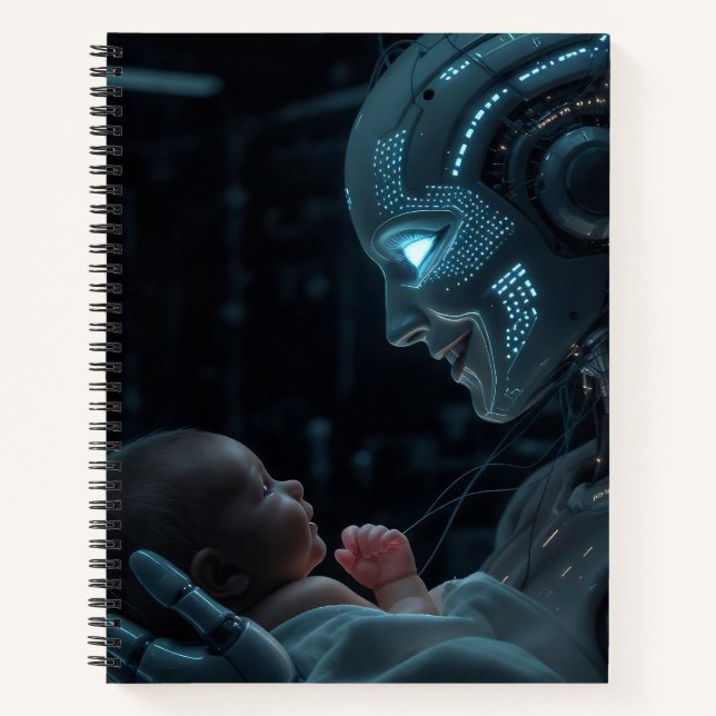 Carnet Une femme robotique accrochée à un bébé (Devant)