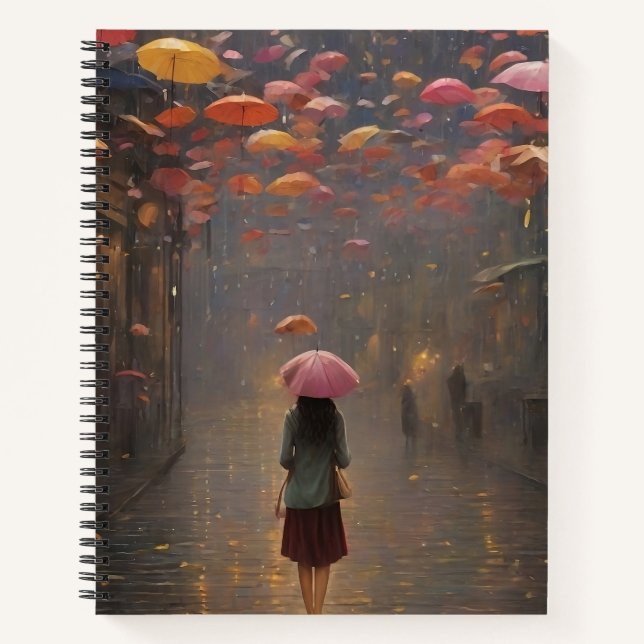 Carnet Une fille en pleine pluie (Devant)