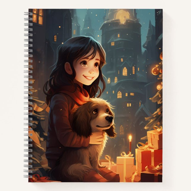 Carnet Une fille et son chien à Noël (Devant)