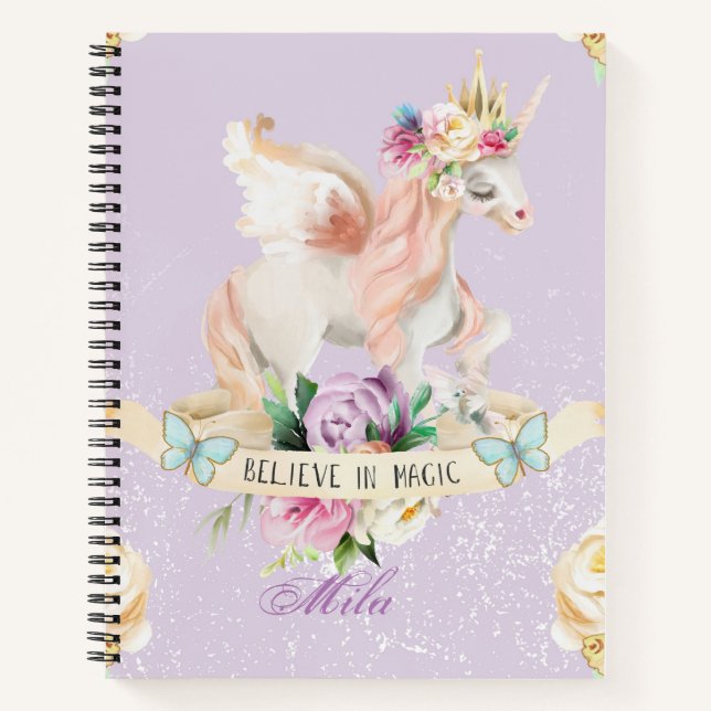 Carnet Une mignonne licorne avec ton nom (Devant)