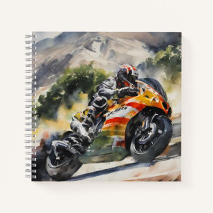 Carnet Une moto serpente à flanc de montagne