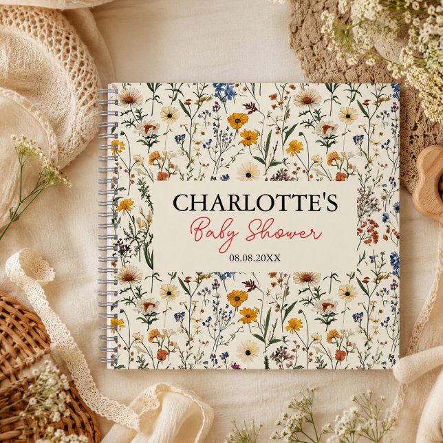 Carnet Une petite fille aux fleurs sauvages Baby Shower (A Little Wildflower Girl Baby Shower Notebook)
