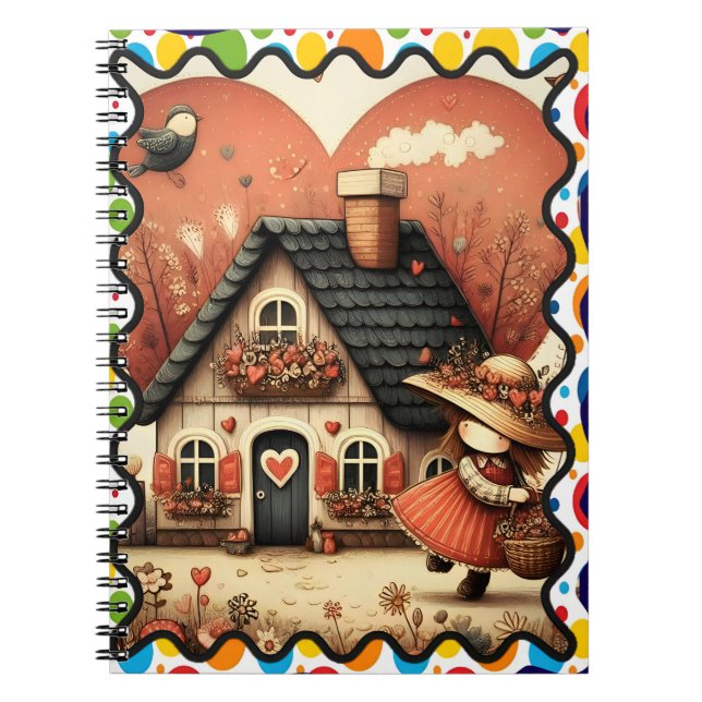 Carnet Une petite fille court devant une maison (Devant)