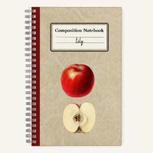 Carnet Une pomme rouge et une composition à moitié person