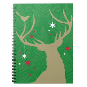 Carnet Une silhouette d'un cerf commun avec des étoiles