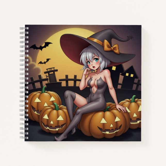 Carnet Une sorcière d'Halloween aux yeux verts sur Jack-O (Devant)