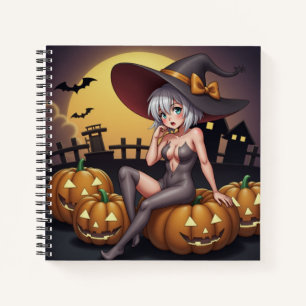 Carnet Une sorcière d'Halloween aux yeux verts sur Jack-O