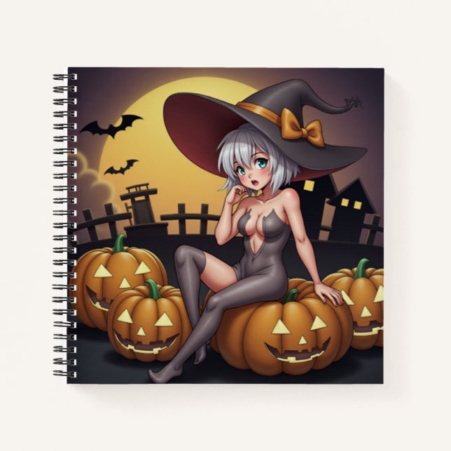 Carnet Une sorcière d'Halloween aux yeux verts sur Jack-O (Devant)