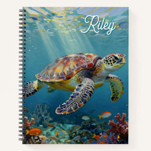 Carnet Une Tortue de Mer et des Rayons de Soleil dans l'O