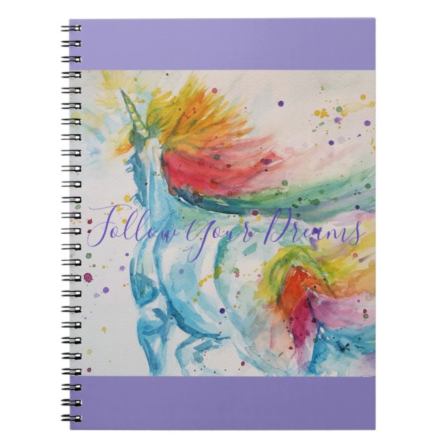 Carnet Unicorn aquarelle peinture Rainbow Girls sac (Devant)