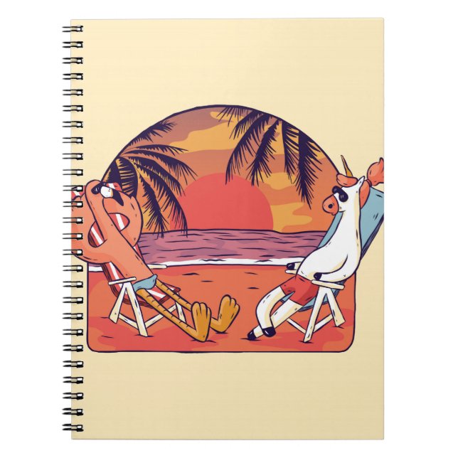 Carnet Unicorn Flamant rose Beach (Devant)