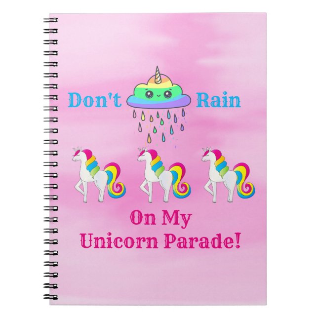 Carnet Unicorn Nuage Cartoon mignon Fun Girl Rose (Devant)