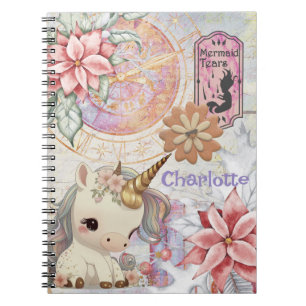 Carnet Unicorn Pastel Ajouter le nom Maximalist Muted Flo