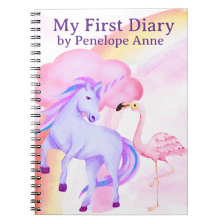 Carnet Unicorn Rainbow Flamingo Girls Diary Personalized
