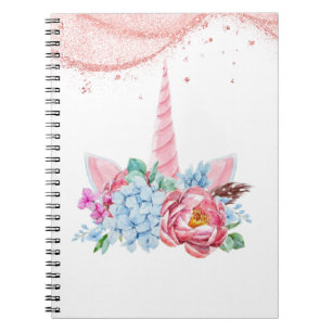 CARNET UNICORN ROSE FLORAL RETOUR À L'ÉCOLE