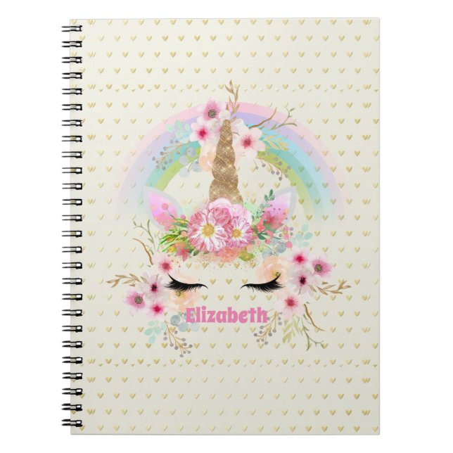 Carnet Unicorn rose or Parties scintillant Look Named Gir (Devant)