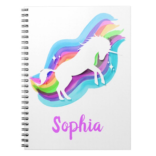 Carnet Unicorn Watercolor Rainbow Stars (Devant)