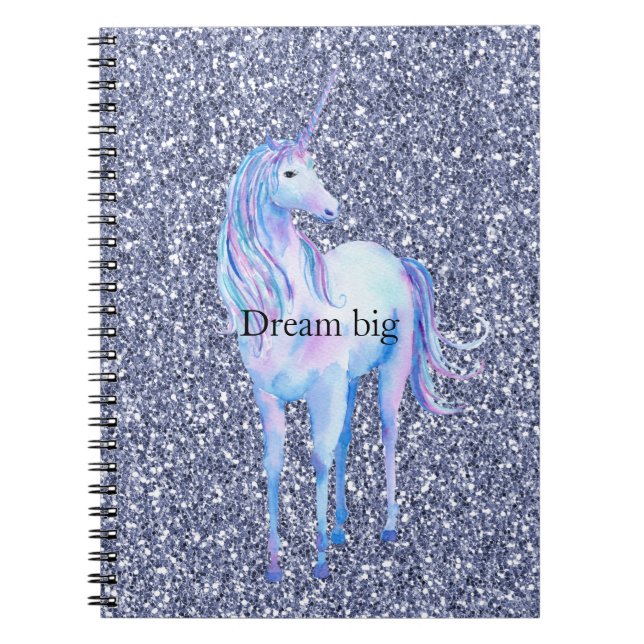 Carnet Unicorne à Parties scintillant violette (Devant)