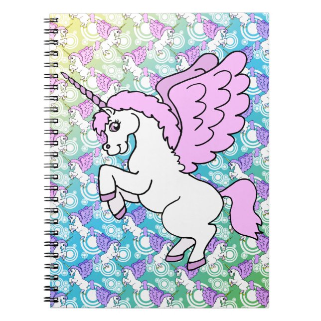 Carnet Unicorne blanche et rose (Devant)