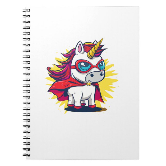Carnet Unicorne cool avec Superhero Cape Costume Long Sle (Devant)
