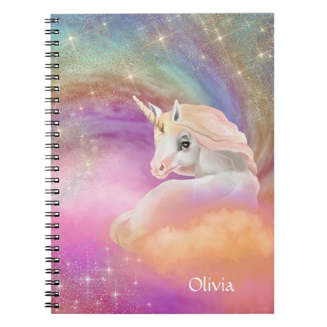 Carnet Unicorne de Sparkly Rainbow (Devant)