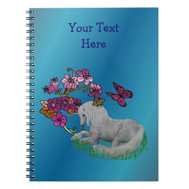 Carnet Unicorne Et Fleurs Personnalisées (Devant)