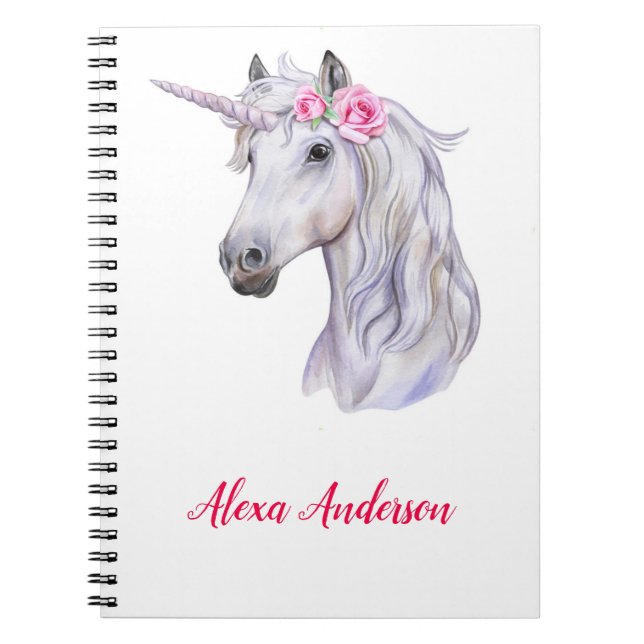 Carnet Unicorne Floral Personnalisé (Devant)