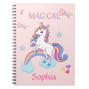 Carnet Unicorne Magique Colorée Et Rose Arc-En-Ciel