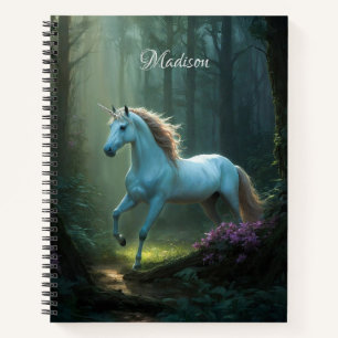 Carnet Unicorne magique en Forêt enchantée Personnalisée