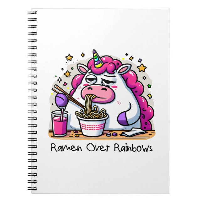 Carnet Unicorne Manger Ramen (Devant)