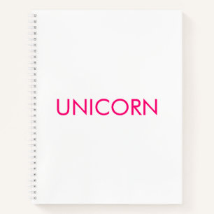 Carnet "Unicorne" minimaliste rose chaud fuchsia blanc