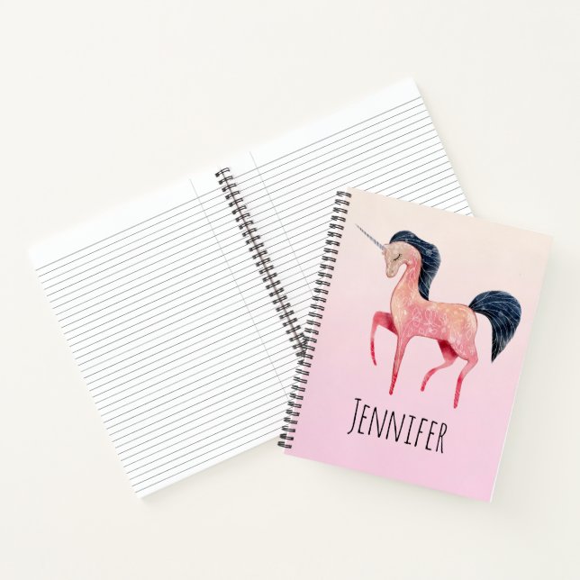 Carnet Unicorne nordique rose avec Mane noir (Intérieur)