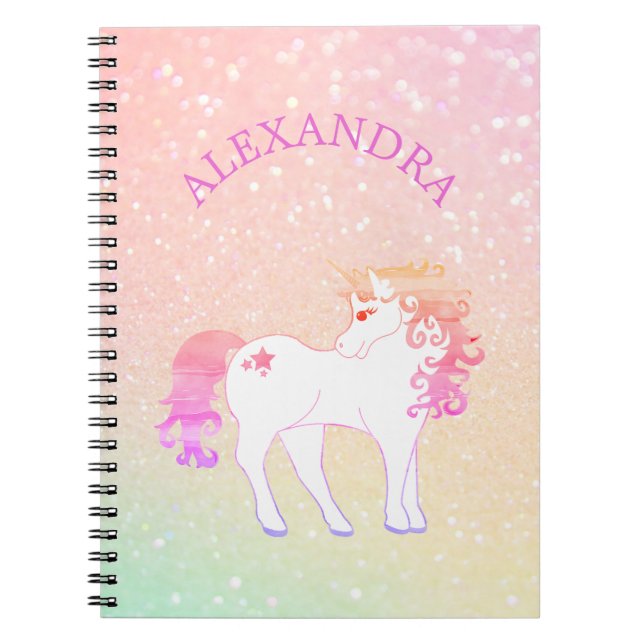 Carnet Unicorne Parties scintillant rose mignon personnal (Devant)