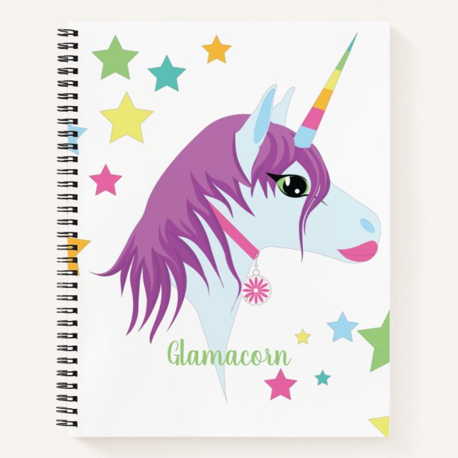 Carnet Unicorne personnalisé pour filles (Devant)