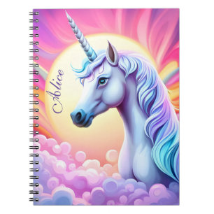 Carnet Unicorne rose mignonne et nom,