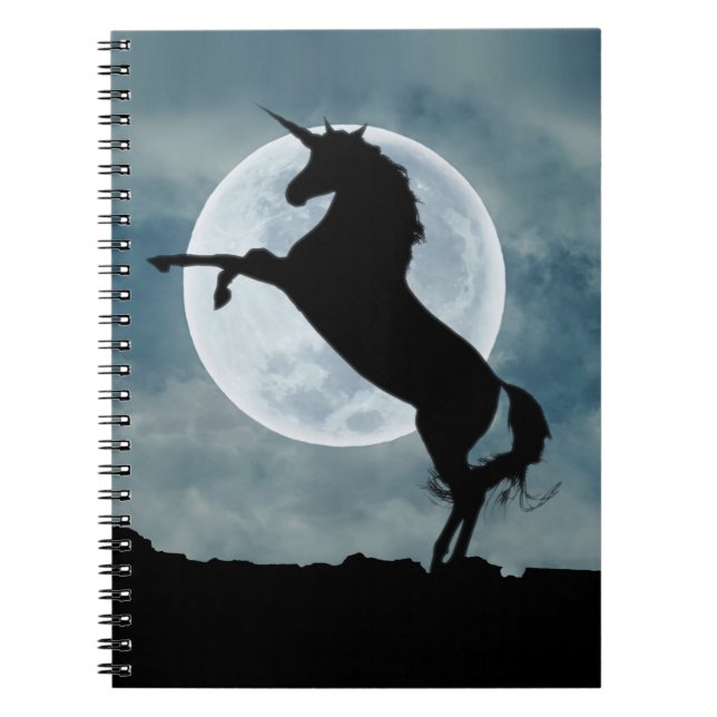 Carnet Unicorne Silhouette Pleine lune Ciel de nuit, ZKOA (Devant)