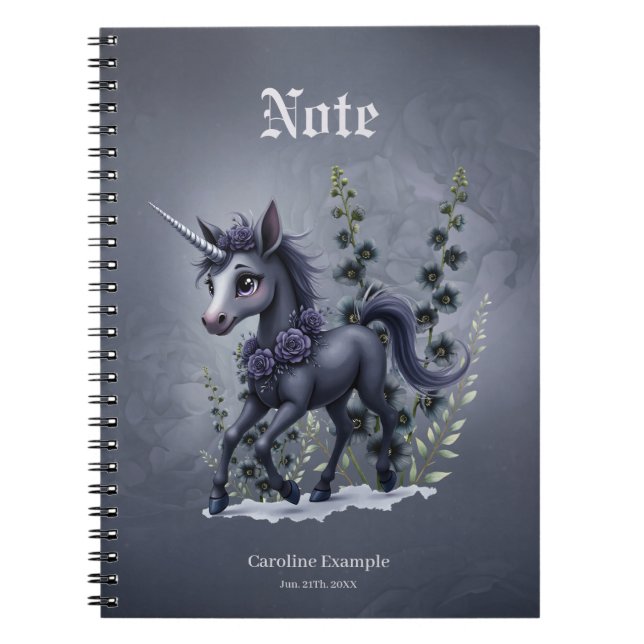 Carnet Unicorne stylisée dans la splendeur florale (Devant)